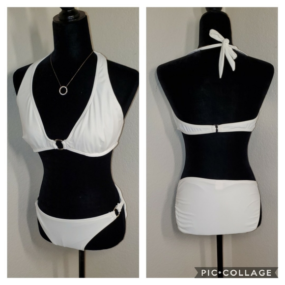 LOFT Other - White 2-piece Bikini Silver Circle details